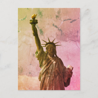 New-York NYC city colour vintage statue liberté Postcard