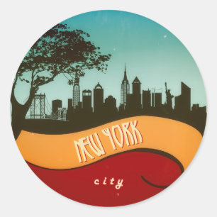 New York NYC City Skyline Retro Vintage Sticker