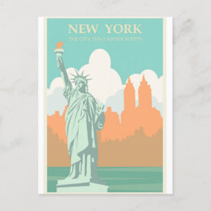 New York NYC Lady Liberty Vintage Travel Postcard