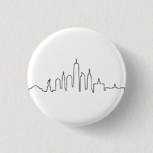 NEW YORK NYC Manhatten USA City Skyline Silhouette 3 Cm Round Badge