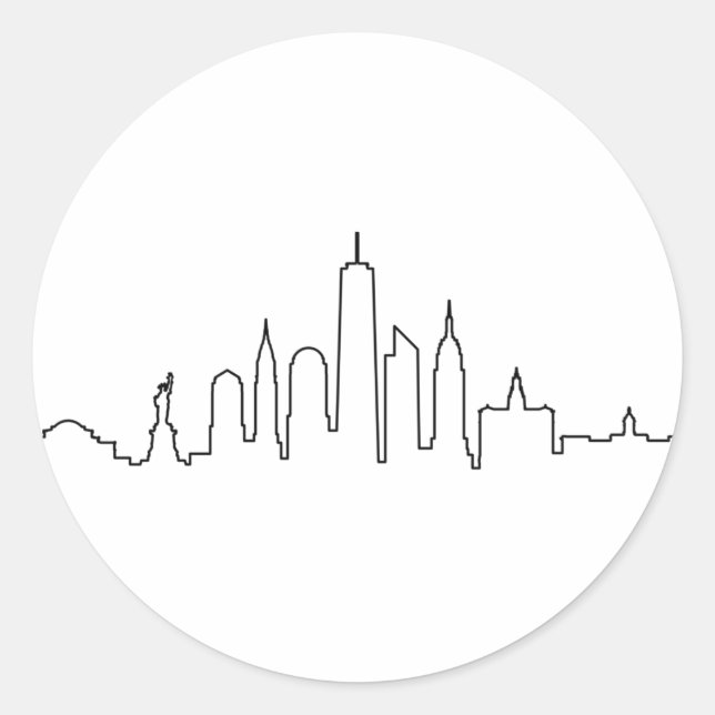 NEW YORK NYC Manhatten USA City Skyline Silhouette Classic Round Sticker (Front)