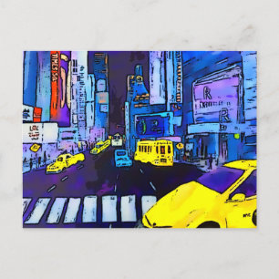 New York NYC Original Art Times Square  Postcard