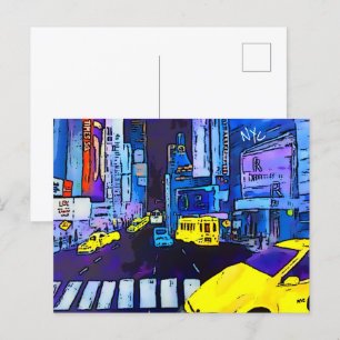 New York NYC Original Art Times Square Postcard