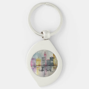 New York NYC Skyline Cityscape original artwork Key Ring