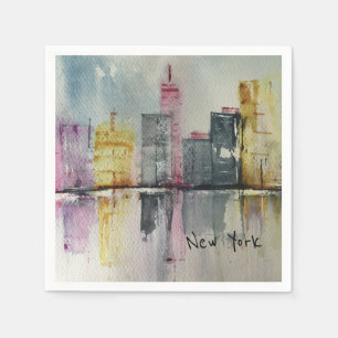 New York NYC Skyline Cityscape original artwork Napkin