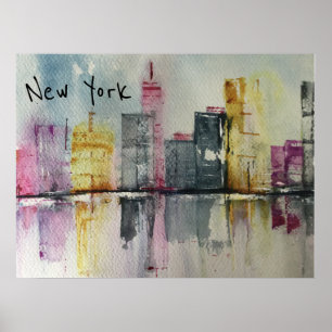 New York NYC Skyline Cityscape original artwork  Poster