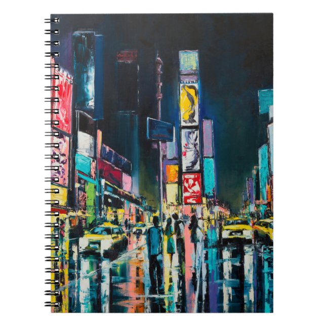 "New York" oil painting, a night view of New York, Notebook (Front)