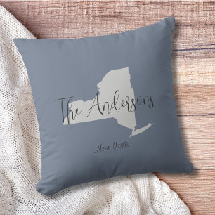 New York Outline Family Name Throw Pillow