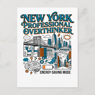 New York Overthinker Energy Saving Mode Silhouette Postcard