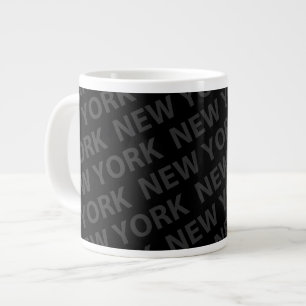 New York Pattern Dark Grey Large Coffee Mug