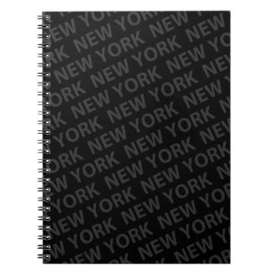 New York Pattern Dark Grey Spiral Notebook