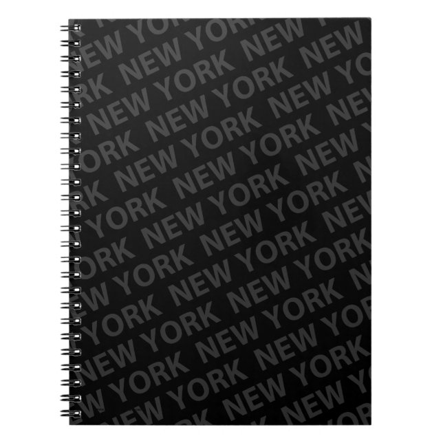 New York Pattern Dark Grey Spiral Notebook (Front)