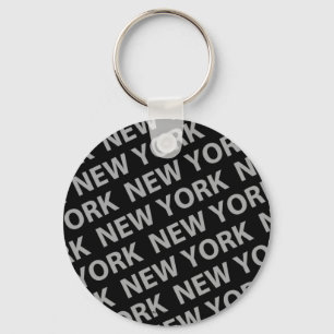 New York Pattern Grey Key Ring