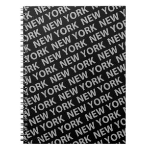New York Pattern Grey Spiral Notebook