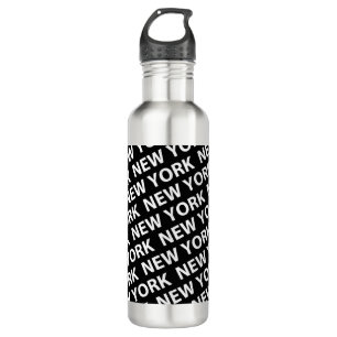 New York Pattern White 710 Ml Water Bottle