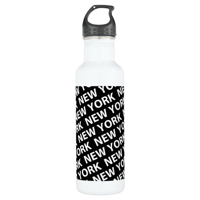 New York Pattern White 710 Ml Water Bottle (Front)