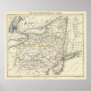 New York, Pennyslvania, and New Jersey Poster