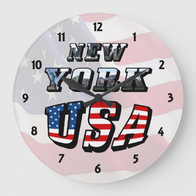 New York Picture and USA Text Clock (Front)