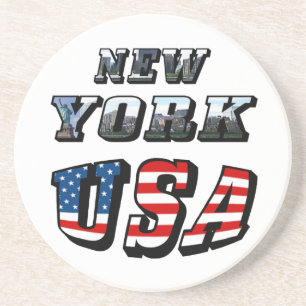 New York Picture and USA Text Coaster
