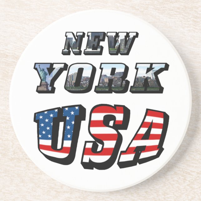 New York Picture and USA Text Coaster (Front)