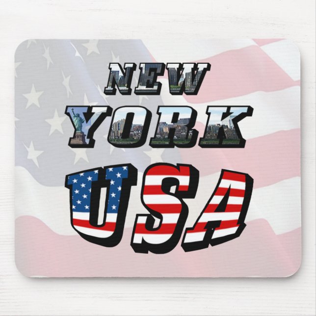 New York Picture and USA Text Mouse Pad (Front)