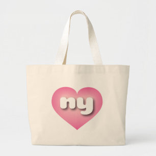 New York pink fade heart - I love ny Large Tote Bag