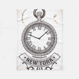 New York Pocket Watch Fleece Blanket