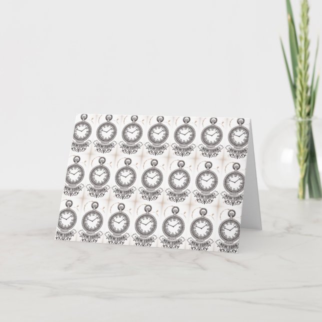 New York Pocket Watch Greeting Card (Front)