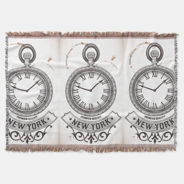 New York Pocket Watch Throw Blanket (Front)