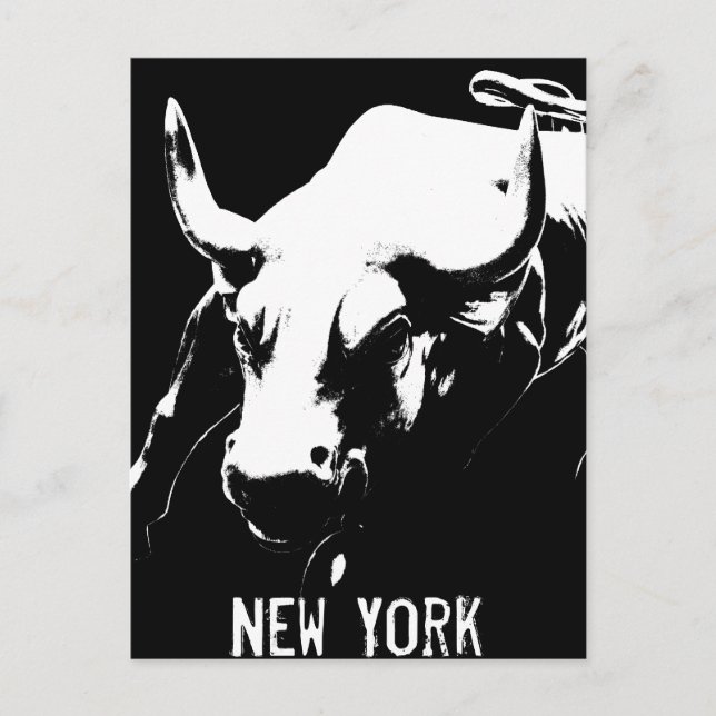 New York Postcard Bull Statue NYC Souvenir Card (Front)