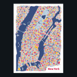 New York Poster<br><div class="desc">The illustrated city map poster of New York contains among Manhattan other famous New York attractions like the Statue of Liberty, Brooklyn Bridge, Central Park, the Guggenheim and the Empire State Building. The print is part of the award winning city map series by Vianina.</div>