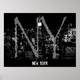 New York Poster Cityscape New York Night Print