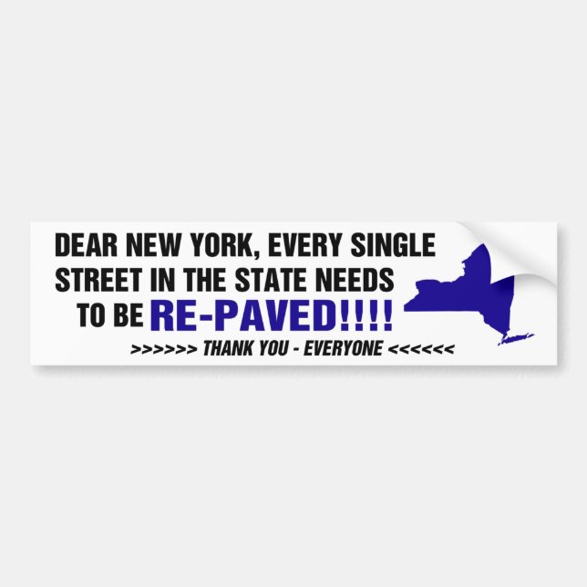 New York POTHOLES bumper sticker (Front)