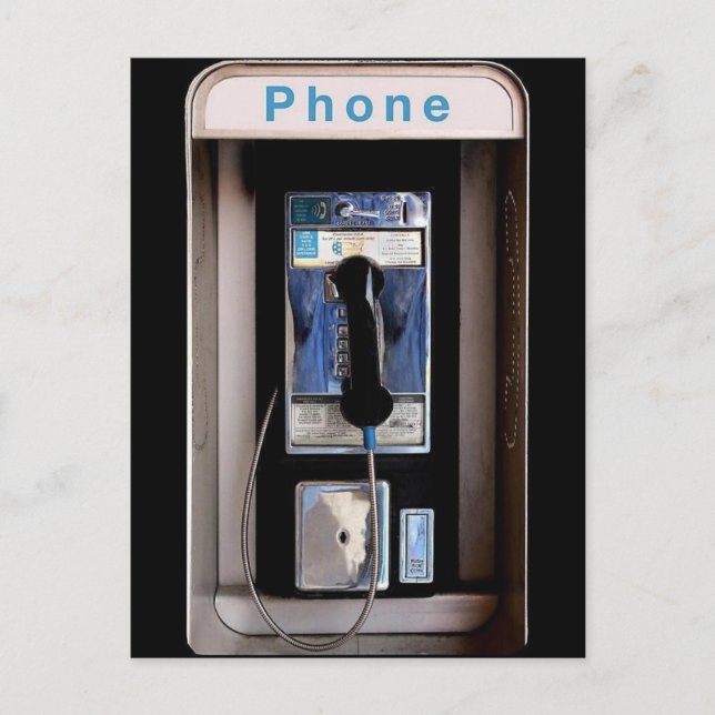 New York Public Pay Phone, Retro Phone Booth Postcard (Front)