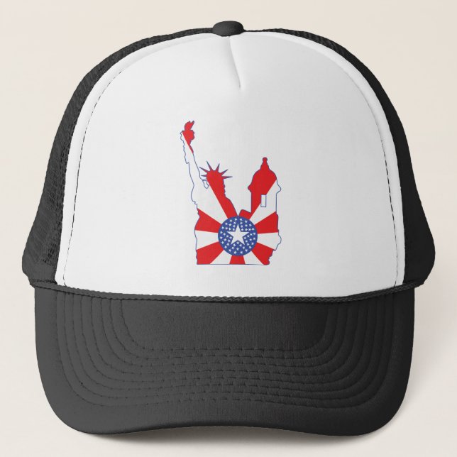 new york puerto rico symbol merged trucker hat (Front)