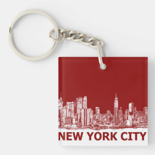 New York red maroon Key Ring