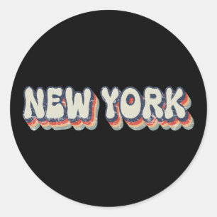New York Retro 80s Chrome City Classic Round Sticker