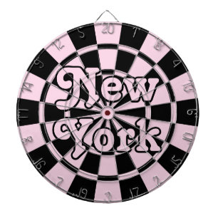 NEW YORK Retro Modern Light Pink and Black Dartboard