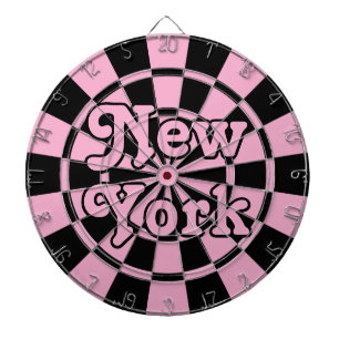 NEW YORK Retro Modern Pink and Black Dartboard