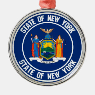 New York Round Emblem Metal Tree Decoration