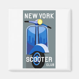 New York Scooter Club Square Magnet