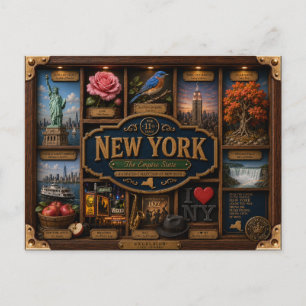 New York Shadow Box 3D Figurine State Postcard