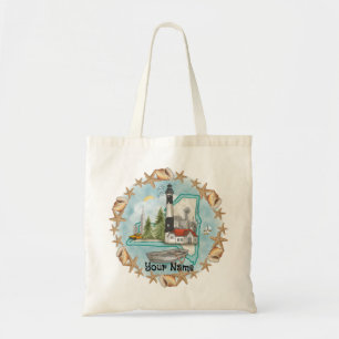 New York Shells Lighthouse Tote Bag