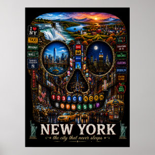 New York Skull Art Print State of Mind