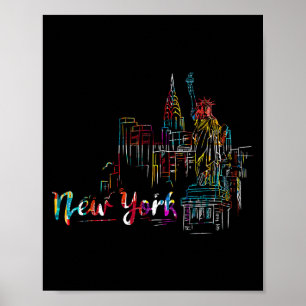 New York Sky Heartbeat Statue of Liberty I Love Ne Poster