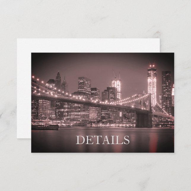 New York Skyline Brooklyn Wedding Reception Detail Invitation (Front/Back)
