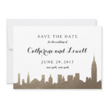 New York Skyline Faux Gold Save the Date