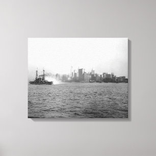 New York Skyline from Harbour, 1920 Canvas Print