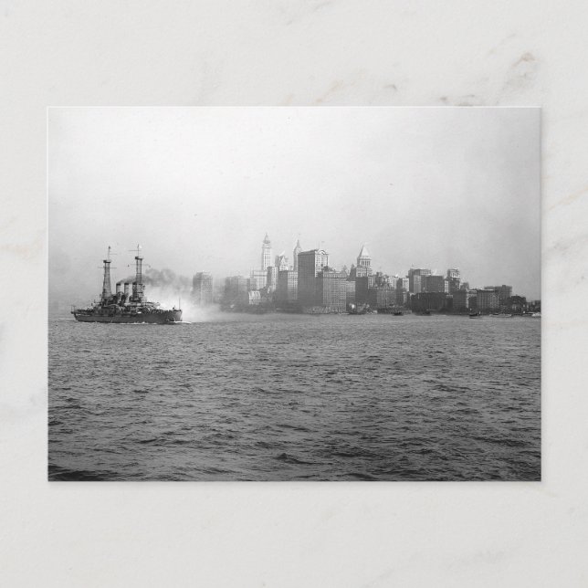 New York Skyline from Harbour, 1920 Postcard (Front)