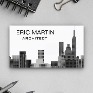 New York Skyline Grey Modern Architecture Business Card